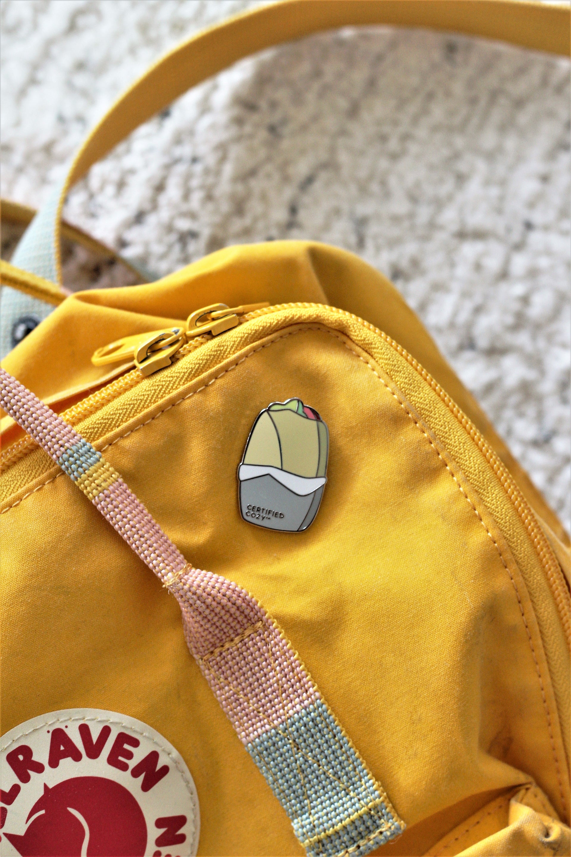fjällräven kanken mini warm yellow random blocked YOUR BURRITO ENAMEL PIN – Taco Bowl Certified Cozy